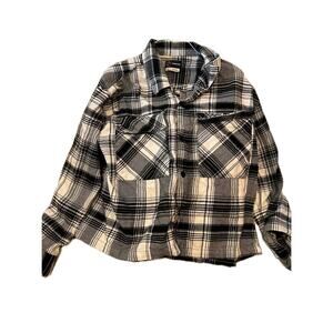Original Use Cropped Button Up Flannel Shirt Mens XL